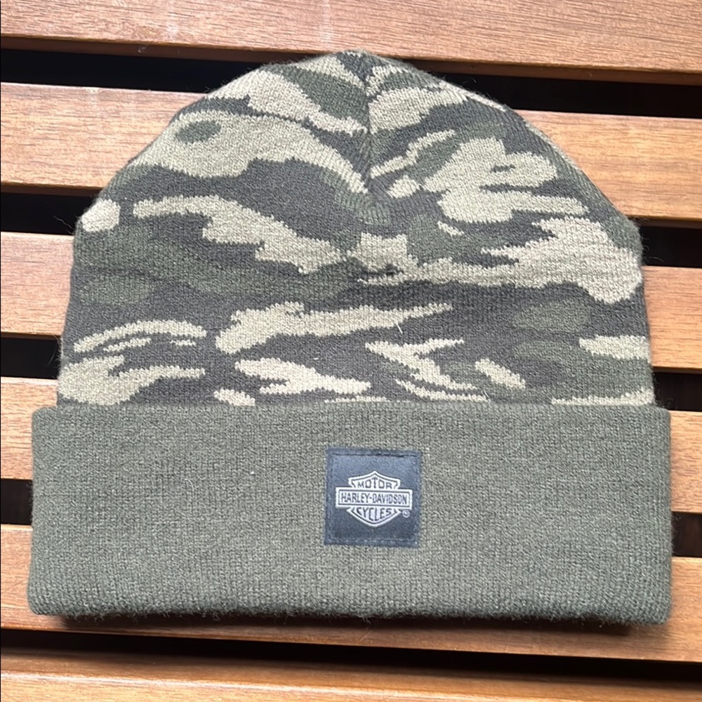 Harley-Davidson Green Camouflage Knit Hat new but no tags